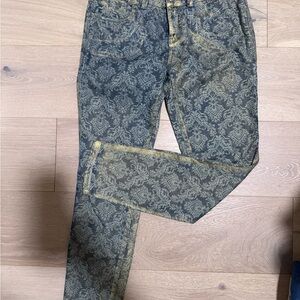Free People Blue Patterned Jeans